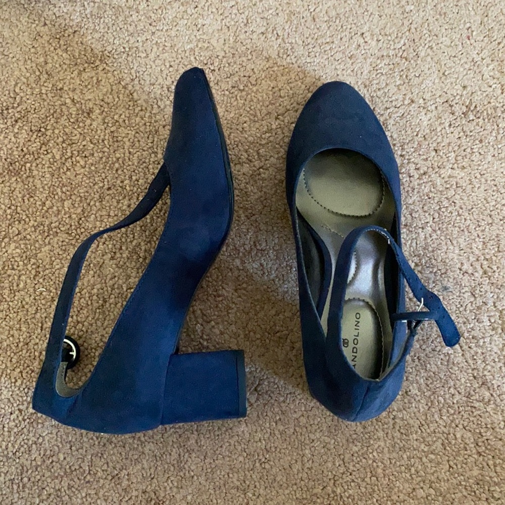 Suede Navy Heels With Strap